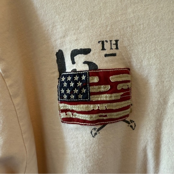 Polo by Ralph Lauren Cream Long Sleeve Tee with Flag and Logo - Picture 3 of 5